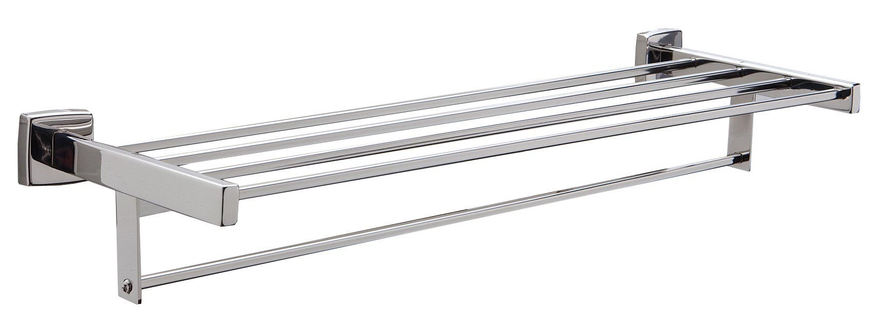 Bobrick B-676 Surface-Mounted Towel Shelf w/ Towel Bar, Finish-Bright Polished