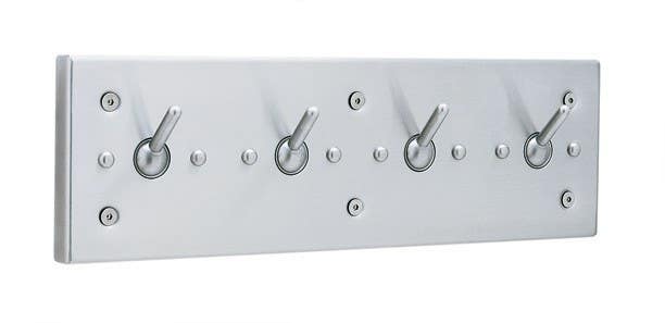 Bobrick B-985 Surface-Mounted Clothes Hook Strip, Vandal & Ligature Resistant,4 Hooks,Finish-Satin
