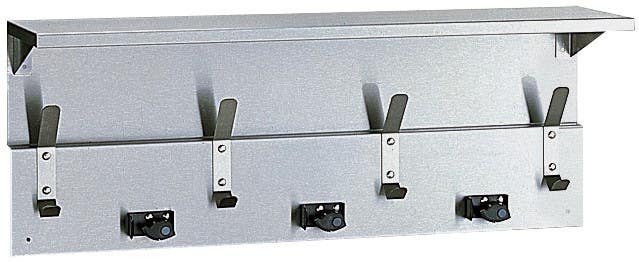 Bobrick B-239x34 Surface-Mounted Utility Shelf, Mop Holders & Coat Hooks, Finish-Satin