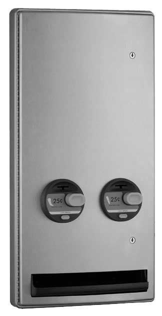 Bobrick B-47064 ConturaSeries Semi-Recessed Napkin-Tampon Dispenser, Finish-Satin