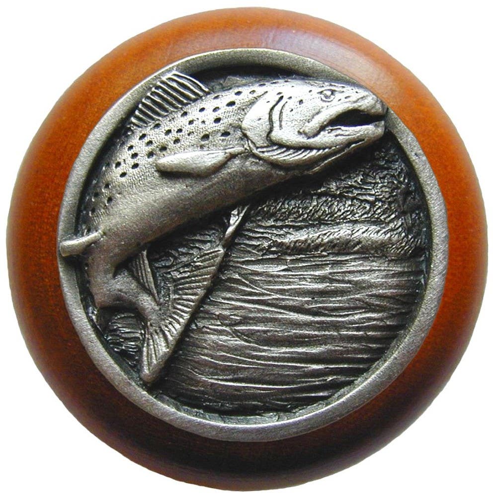 Notting Hill NHW-708 Leaping Trout Wood Knob 1-1/2 diameter