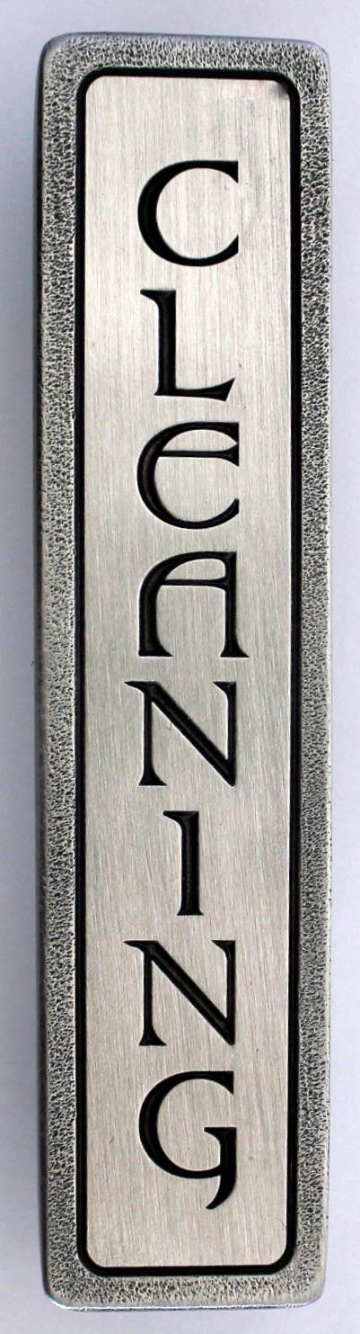 Notting Hill NHP-351 Engraved CLEANING (Vertical) Pull 4 x 7/8