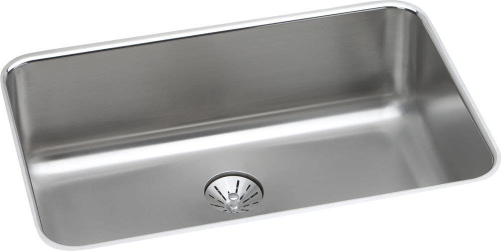Elkay ELUH2416PD Gourmet (Lustertone) Stainless Steel Single Bowl Undermount Sink Kit