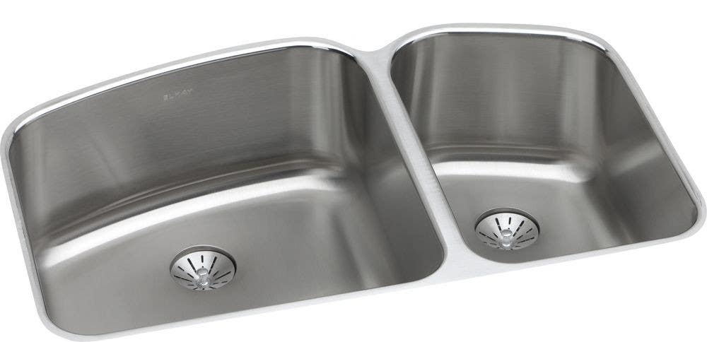 Elkay ELUH31229RPD Harmony (Lustertone) Stainless Steel Double Bowl Undermount Sink Kit