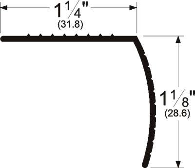 Pemko 2120 Stair Nosing, 1-1/4" W x 1-1/8" H, Mill Finish Aluminum