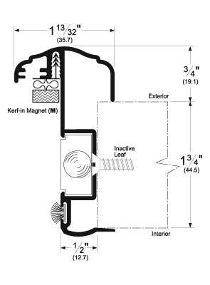 Pemko 3495 Colonial Style Locking Astragal w/ Slide Bolt