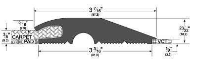 Pemko EV2320 Eco-V Threshold, 3-3/8" W x 23/32" H, Finish-Black