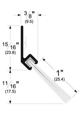 Pemko 45100 Nylon Brush Gasket w/ 45 Degree Aluminum Retainer & 1" Brush