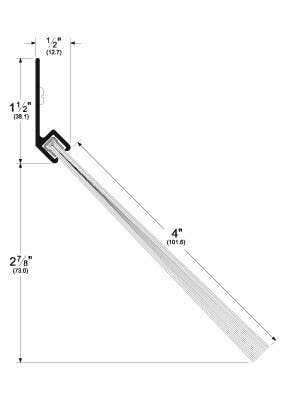 Pemko 45400 Nylon Brush Gasket w/ 45 Degree Aluminum Retainer & 4" Brush