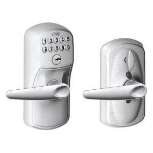 Schlage FE595 PLY JAZ Plymouth Keypad Entry w/ Flex Lock & Jazz Lever, Satin Chrome