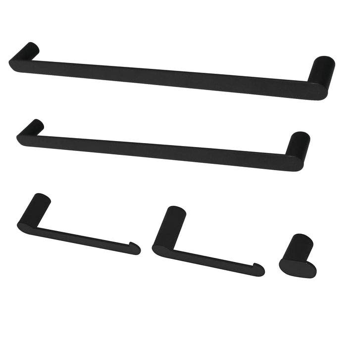 Kingston Brass BAHK6112478MB 5-Piece 18-Inch and 24-Inch Towel Bars Bathroom Accessory Set, Matte Black