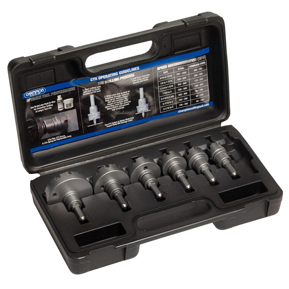 Champion CT5P-CONDUIT-1 7 Pc. Electrical Conduit Carbide Tipped Hole Cutter Set