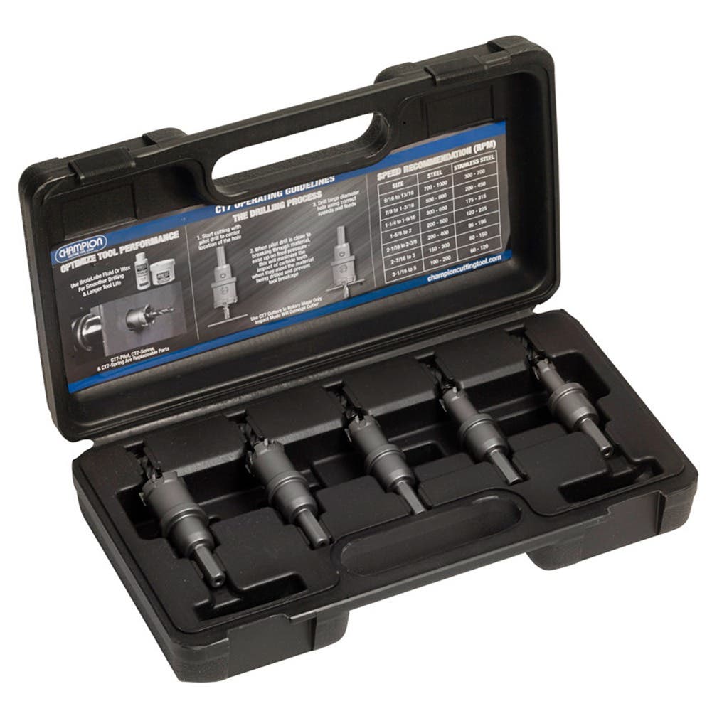 Champion CT7P-SET-5 Carbide Tipped Hole Cutter Set 5 Pc. Bolt Clearance 9/16 to 1-1/16