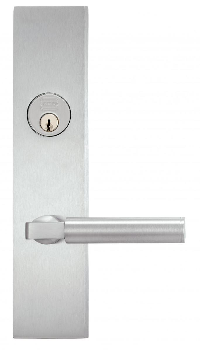 Omnia D12914 Exterior Modern Deadbolt Entrance Lever Lockset With Plate