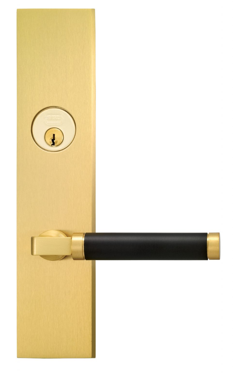 Omnia D12923 Exterior Modern Deadbolt Entrance Lever Lockset w/ Plate