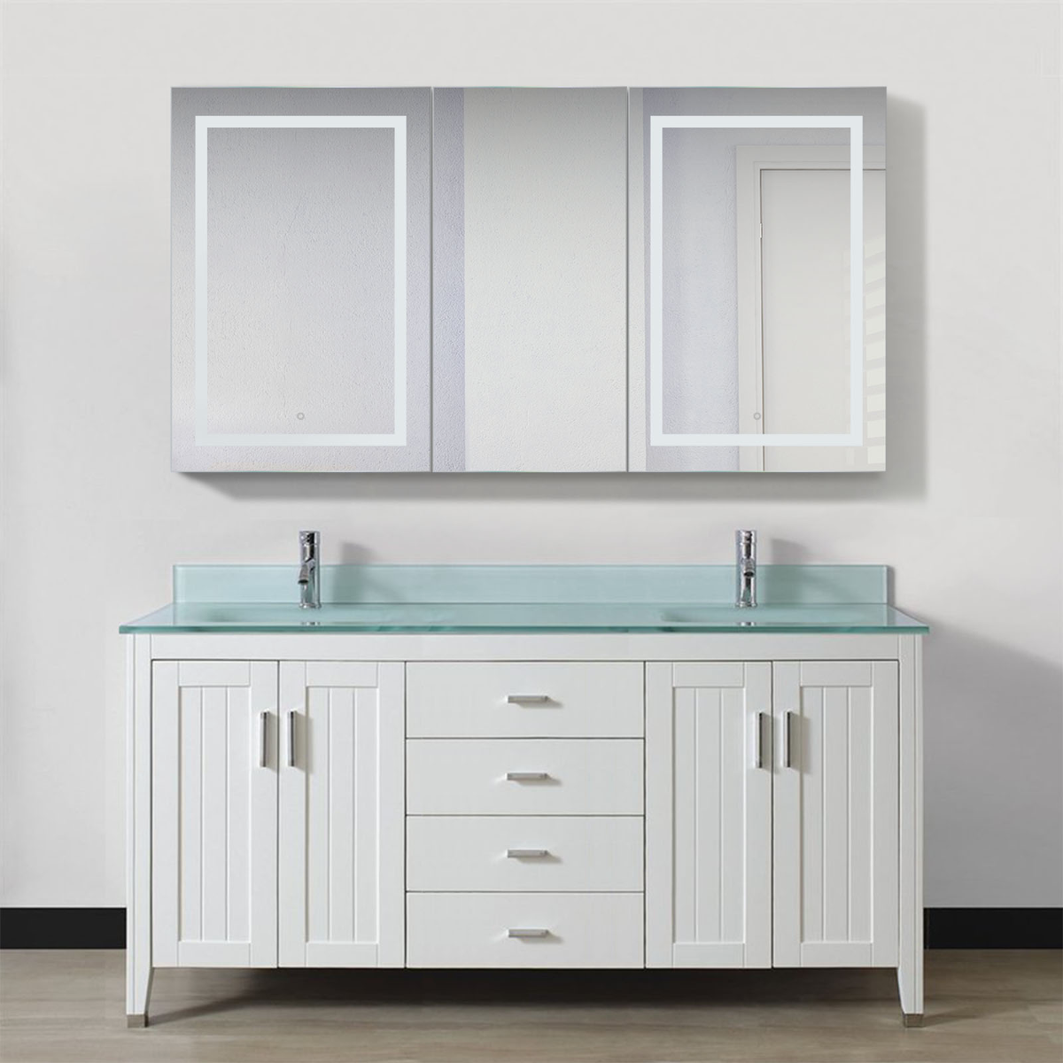 Krugg SVANGE6636DL 66″ X 36″ Double LED Medicine Cabinet w/Dimmer & Defogger