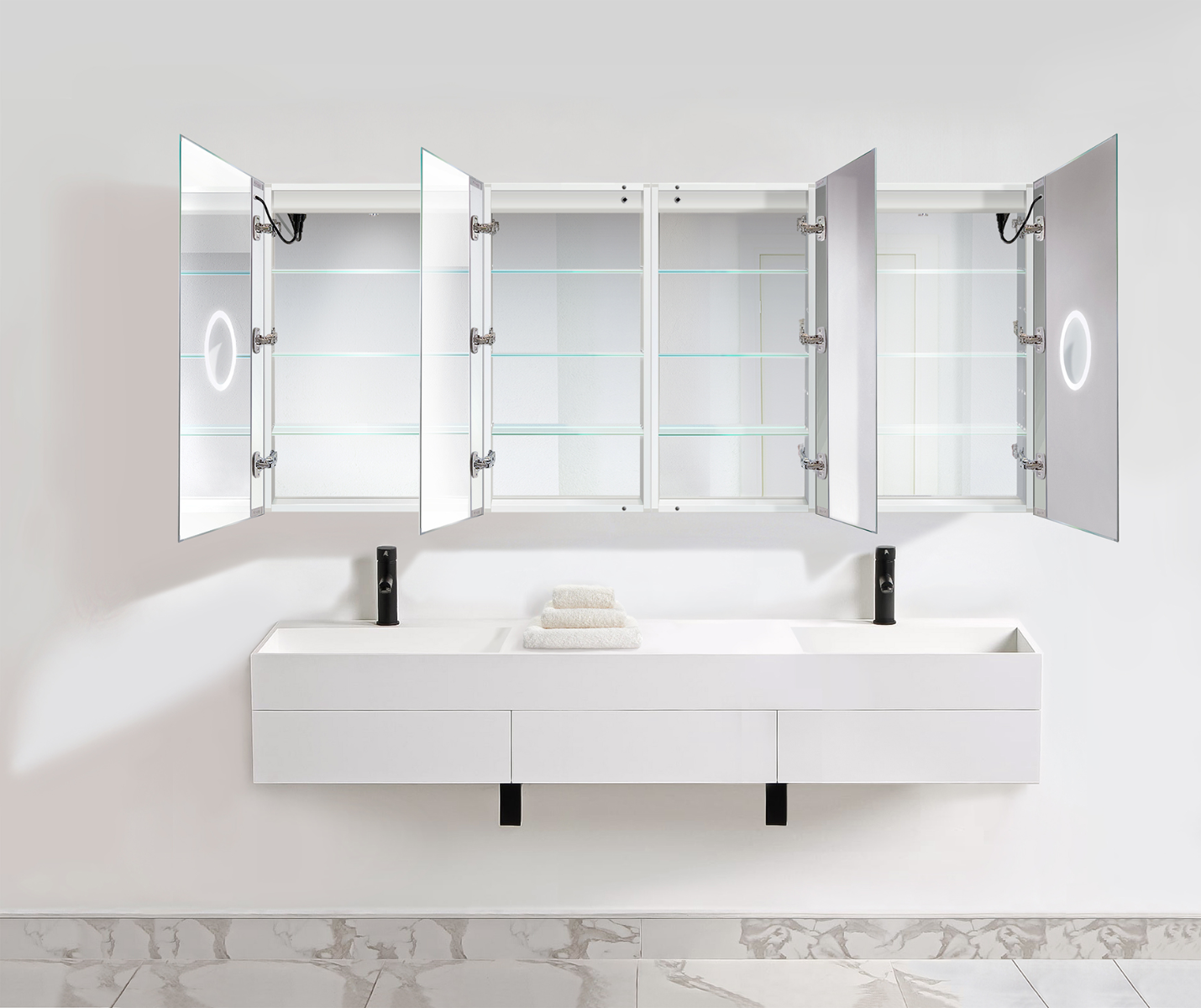 Krugg SVANGE8436DLLRR 84″ X 36″ LED Medicine Cabinet w/Dimmer & Defogger