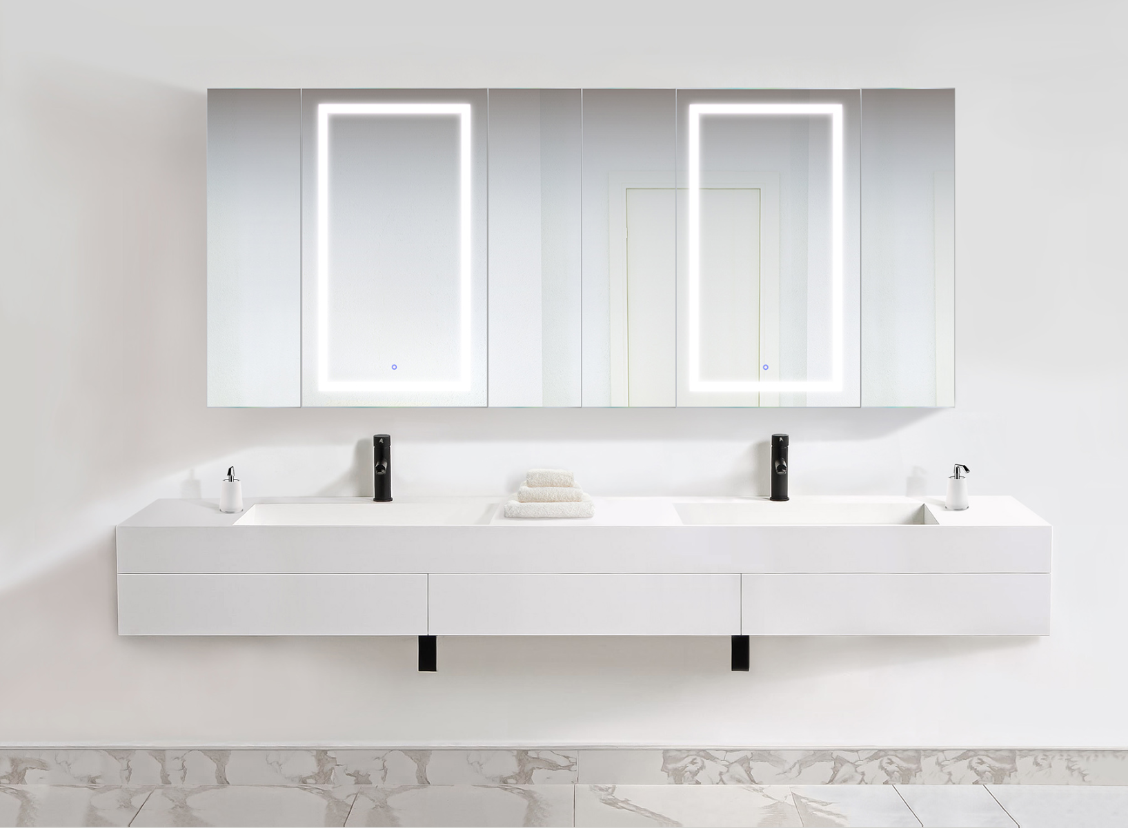 Krugg SVANGE9642DLLLRRR 96″ X 42″ LED Medicine Cabinet w/Dimmer & Defogger