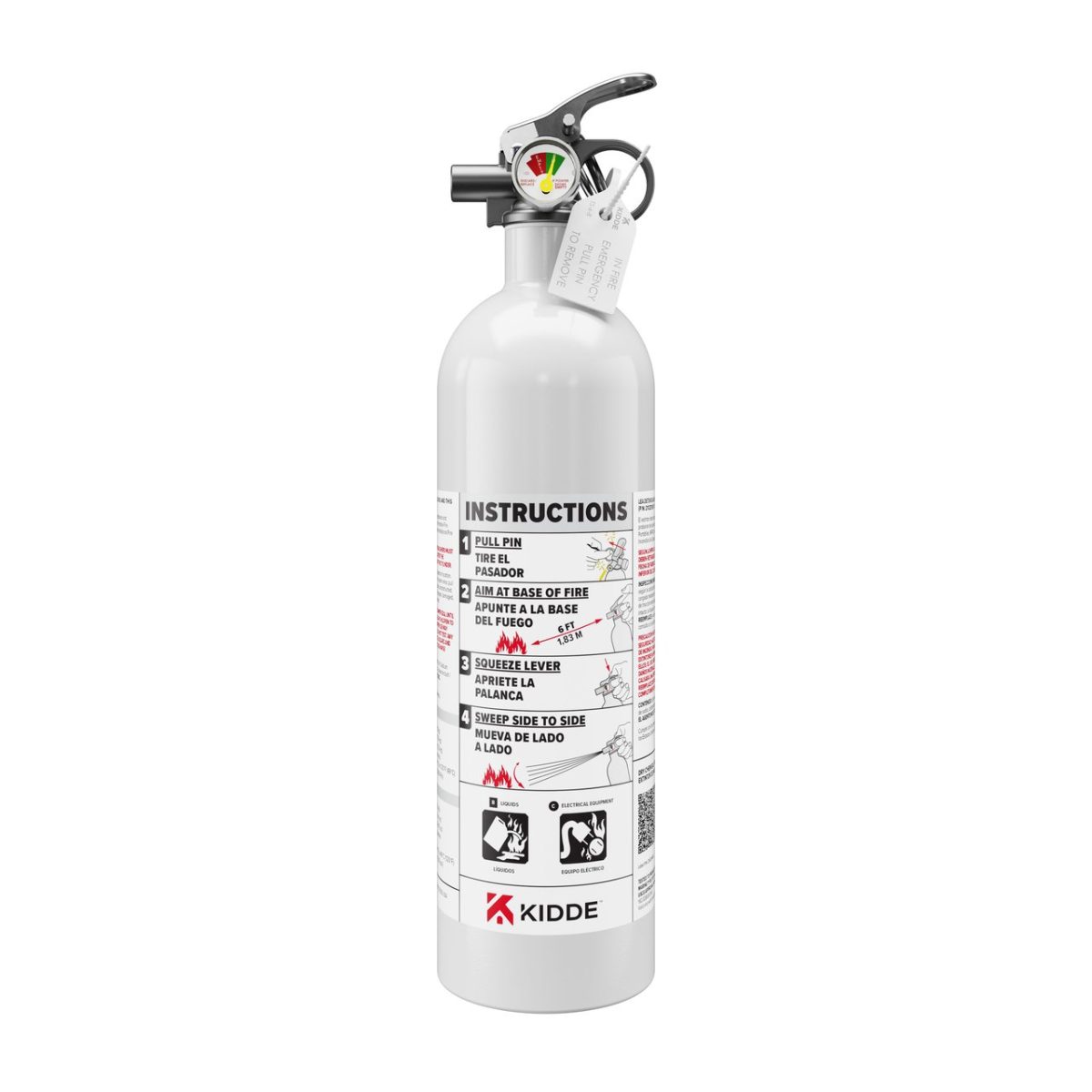Kidde KD57W-5BC Fire Extinguishers 2 Mini-MDV - nylon Strap bracket - PWC, White, Disposable