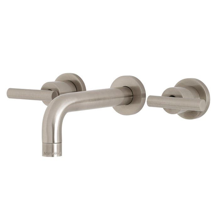 Kingston Brass KS8128CML Double-Handle 3-Hole Wall Mount Bathroom Faucet, Brushed Nickel