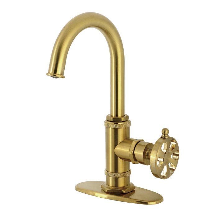 Kingston Brass KSD8507RX One-Handle 1-Hole Deck Mount Bar Faucet, Brushed Brass