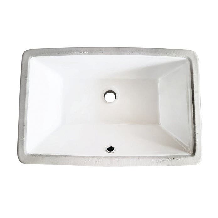 Kingston Brass LB21147 21-Inch Ceramic Rectangular Undermount Bathroom Sink, White