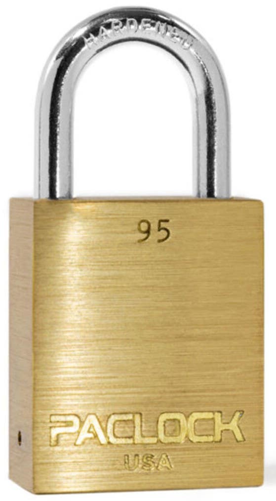 Paclock 95 Standard Rekeyable Light Duty Brass Padlock, 1/4" Shackle Dia.