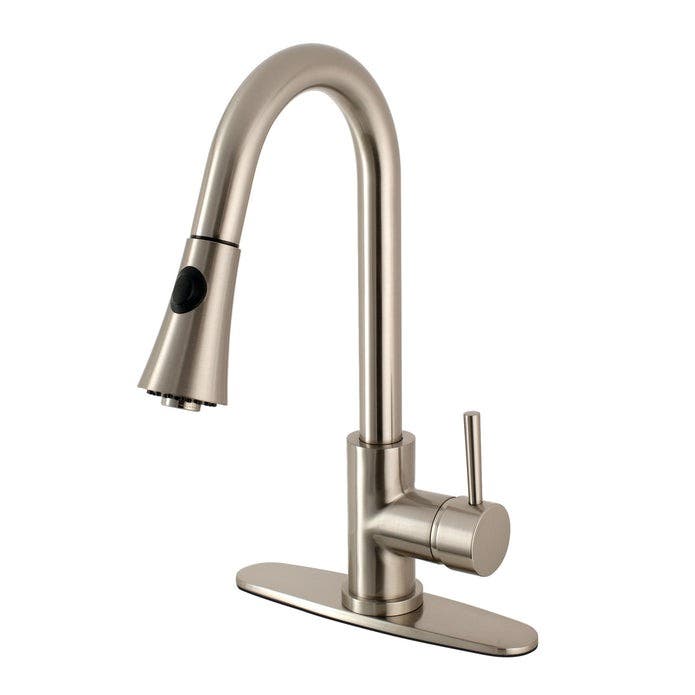 Kingston Brass LS8728DL Single-Handle Pull-Down Kitchen Faucet, Brushed Nickel