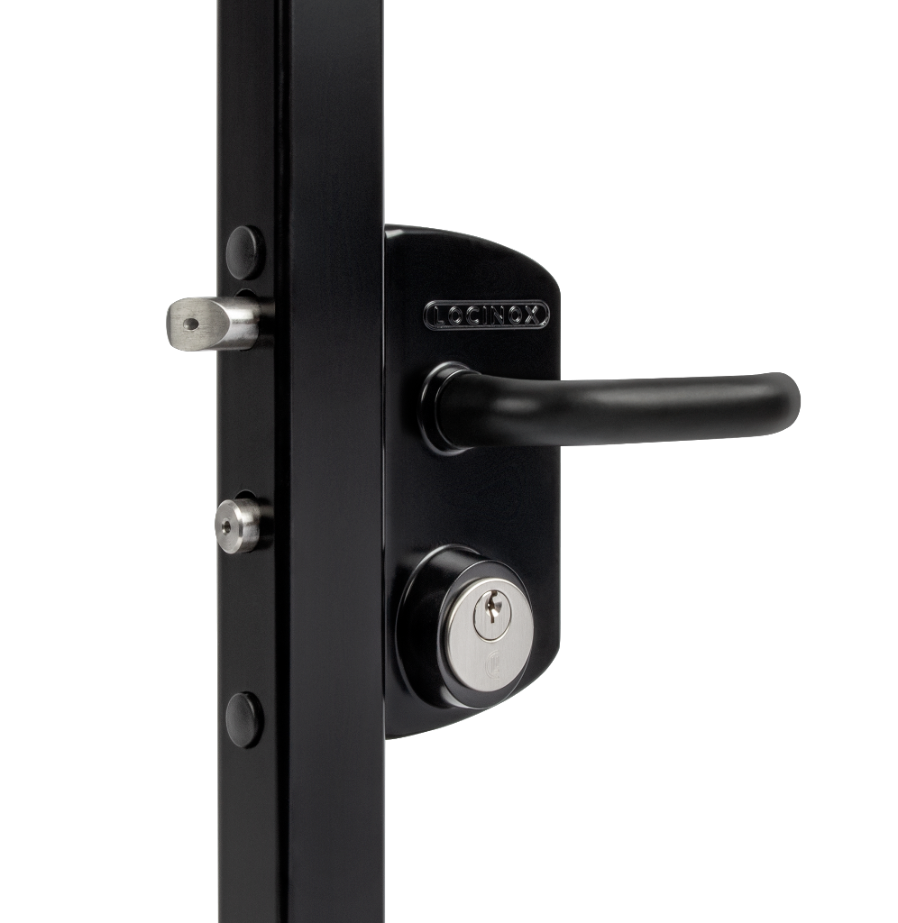 Locinox LUKYJ5 Surface Mounted US Mortise Cylinder Gate Lock (USA) w/ 3006B - Black Anodised Aluminum