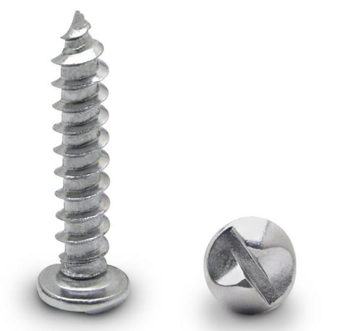 Jacknob 9203 Sheet Metal One Way Round Screw With Polished Chrome Finish 1" Length