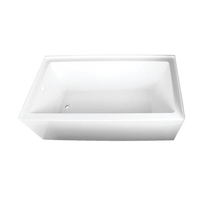 Kingston Brass VTAP663222L 66-Inch Acrylic Rectangular 3-Wall Alcove Tub, Left Hand Drain, Glossy White