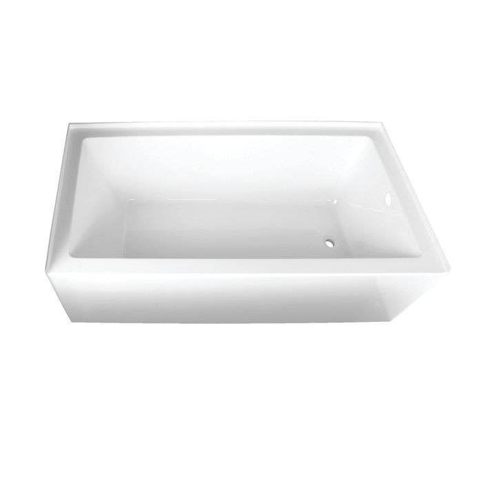 Kingston Brass VTAP663222R 66-Inch Acrylic Rectangular 3-Wall Alcove Tub, Right Hand Drain, Glossy White