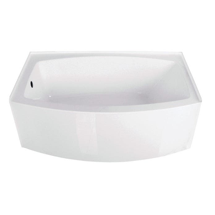 Kingston Brass VTDR603222L 60-Inch Acrylic Rectangular 3-Wall Alcove Tub, Left Hand Drain Hole, Glossy White