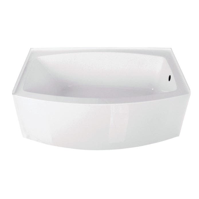 Kingston Brass VTDR603222R 60-Inch Acrylic Rectangular 3-Wall Alcove Tub, Right Hand Drain Hole, Glossy White