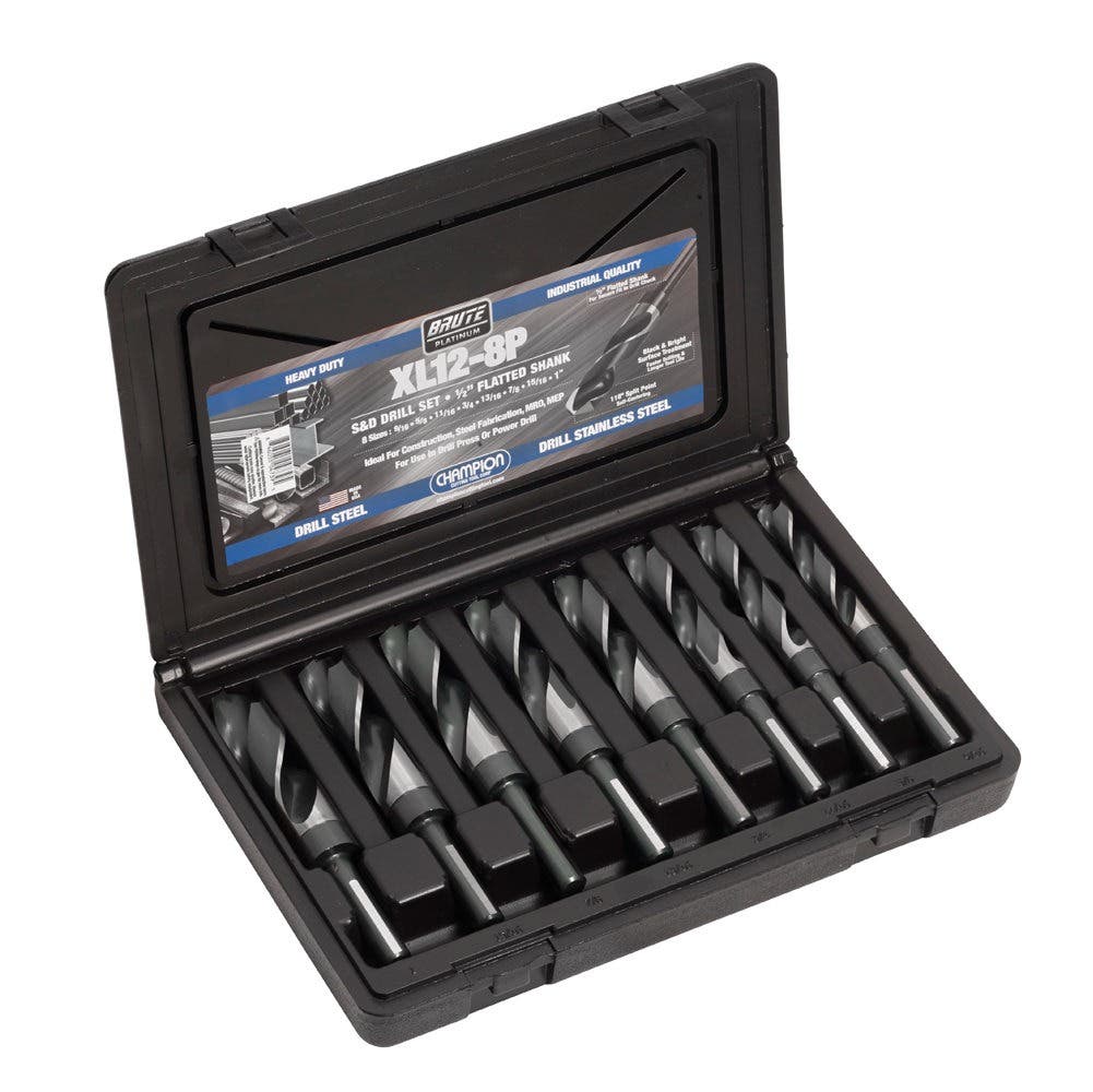 Champion XL12-8P 8 PC 9/16-1 Brute Silver & Deming Drill Set